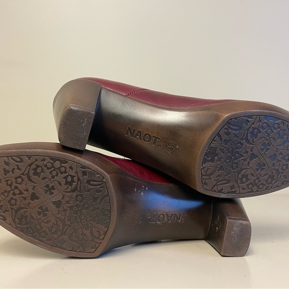 Naot burgundy leather avant garde 2.5" block heeled comfort shoe women's size 37 - Picture 7 of 8